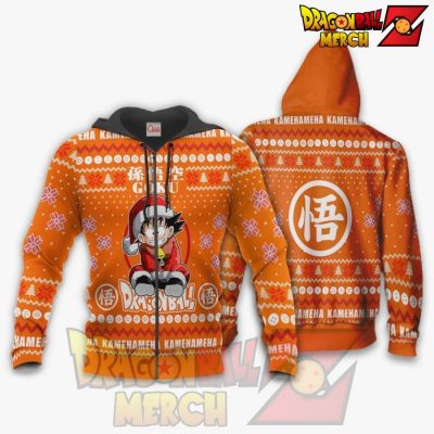 Dragon Ball Z Goku Kid Ugly Christmas Sweater Zip Hoodie / S All Over Printed Shirts