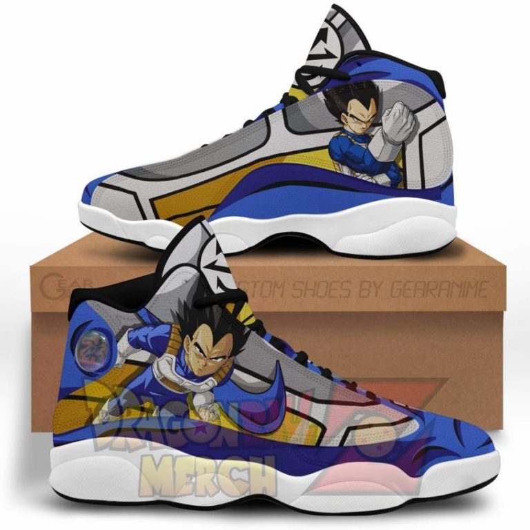 Dragon Ball Z Vegeta Uniform Jordan 13 Sneakers Shoes - Dragon Ball Z Store