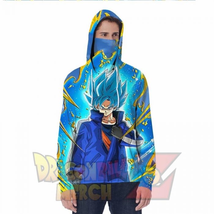 Goku Blue Hoodie With Face Mask S Fashion - Aop