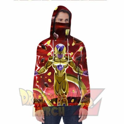 Golden Freeza Hoodie With Face Mask S Fashion - Aop