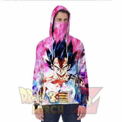 Vegeta Battle Hoodie With Face Mask S Fashion - Aop