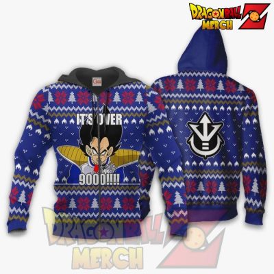 Vegeta Ugly Christmas Sweater Its Over 9000 Funny Zip Hoodie / S All Printed Shirts