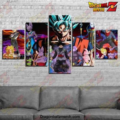 Dragon Ball Z Cartoon Characters Anime Framed 5 Piece Canvas Wall Art Painting W 