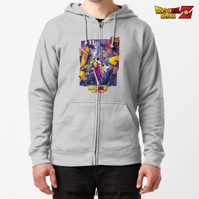 Dragon Ball Super Hero Zipped Hoodie Gray / S