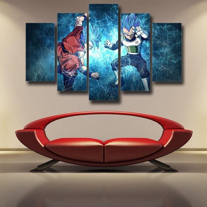 Dbs Goku Vegeta Super Saiyan Thunder Power 5pc Canvas Prints Wall Art Dragon Ball Z Store 2062