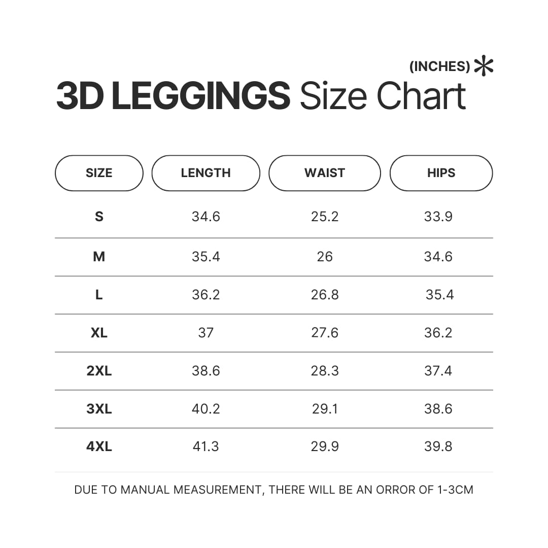 Leggings Size Chart - Dragon Ball Z Store