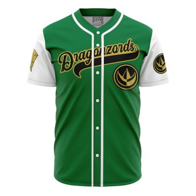 Personalized Dragonzords Green PR AOP Baseball Jersey FRONT Mockup - Dragon Ball Z Store