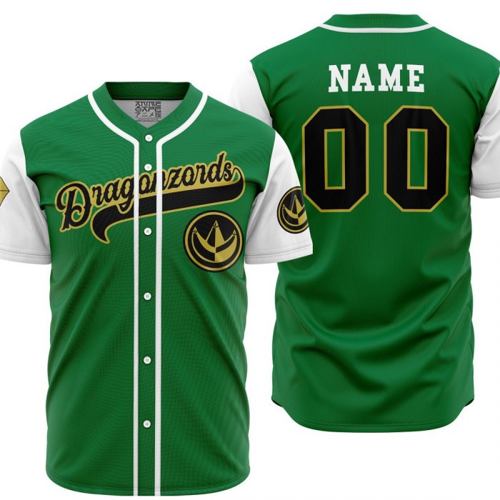 Personalized Dragonzords Green PR AOP Baseball Jersey MAIN Mockup - Dragon Ball Z Store