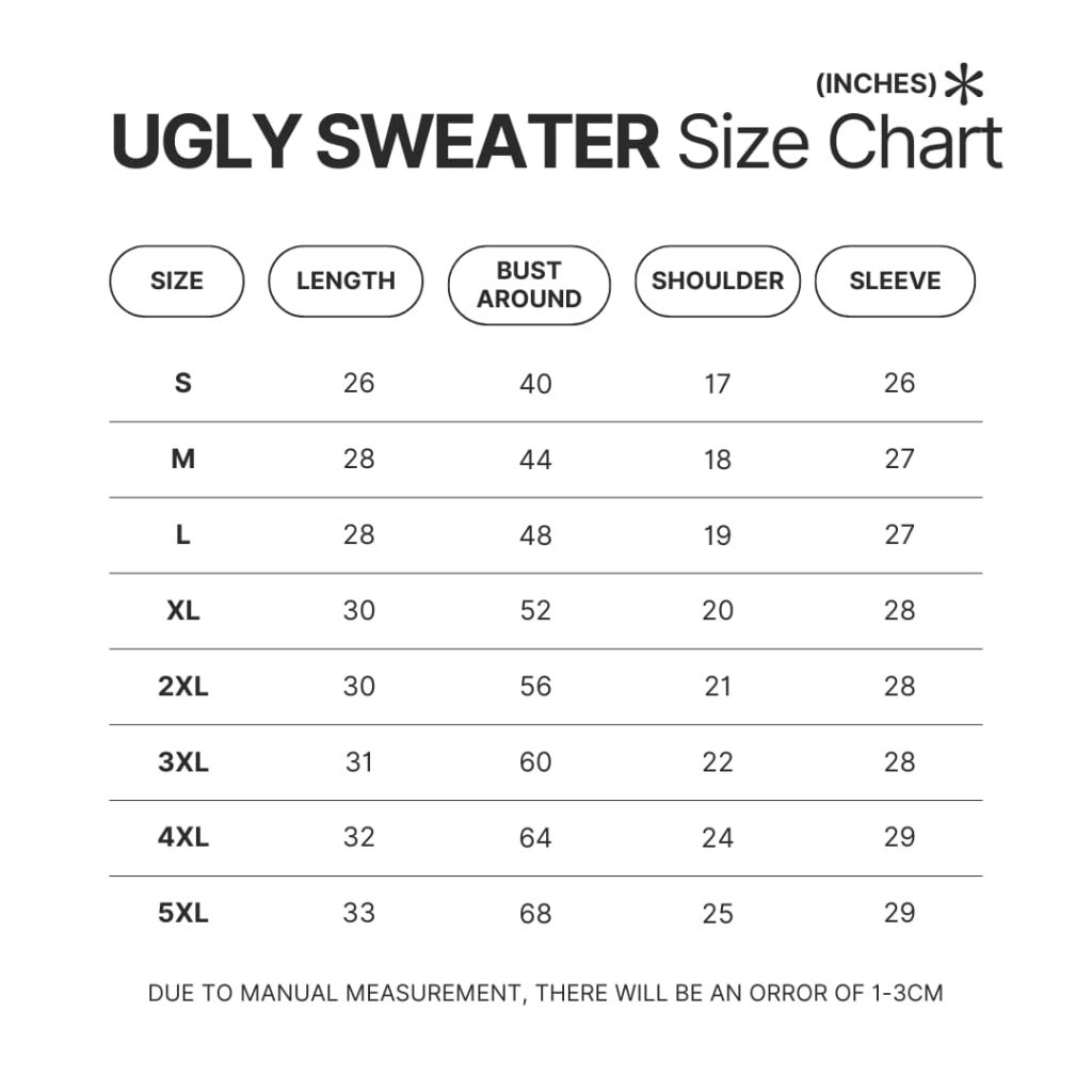 Ugly Sweater Size Chart - Dragon Ball Z Store