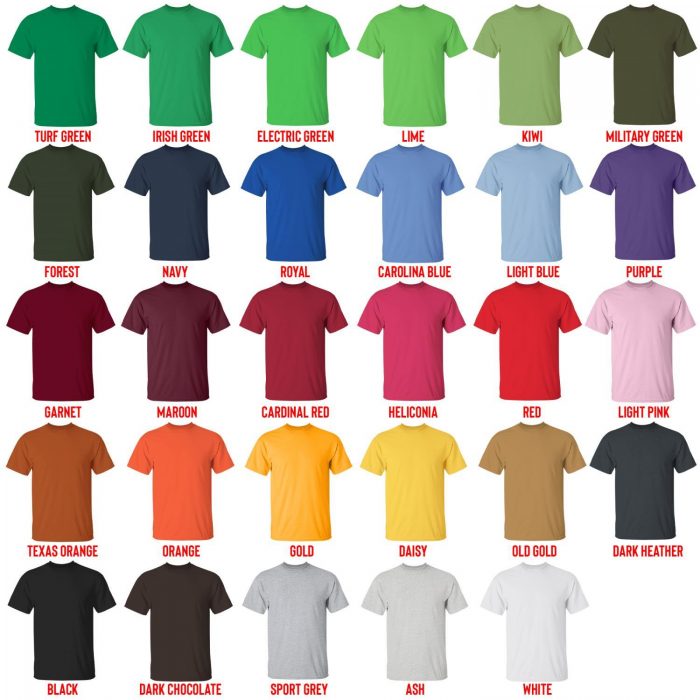 t shirt color chart - Dragon Ball Z Store